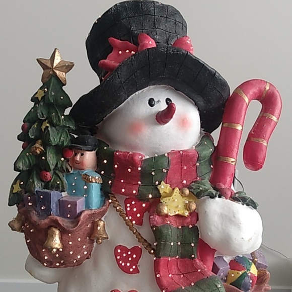 2002 Fibre Optic Lights Resin Tabletop 14.5 inches Snowman with Power Supply - Picture 7 of 12